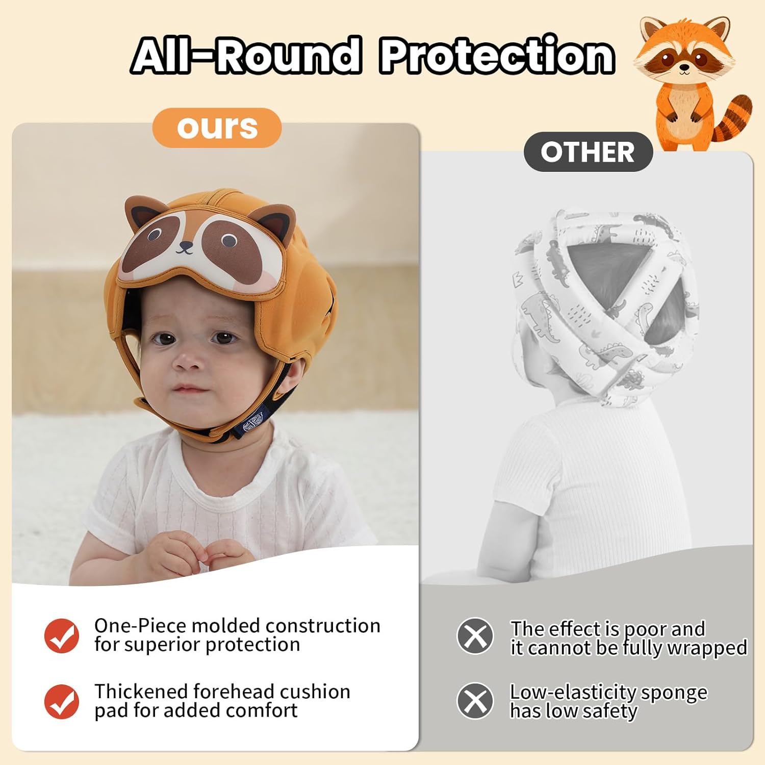 Mambobaby Baby Headgear - Raccoon