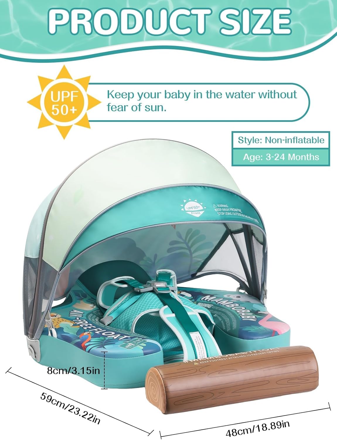 Mambobaby Non-Inflatable Chest Baby Float with Canopy - Tropical