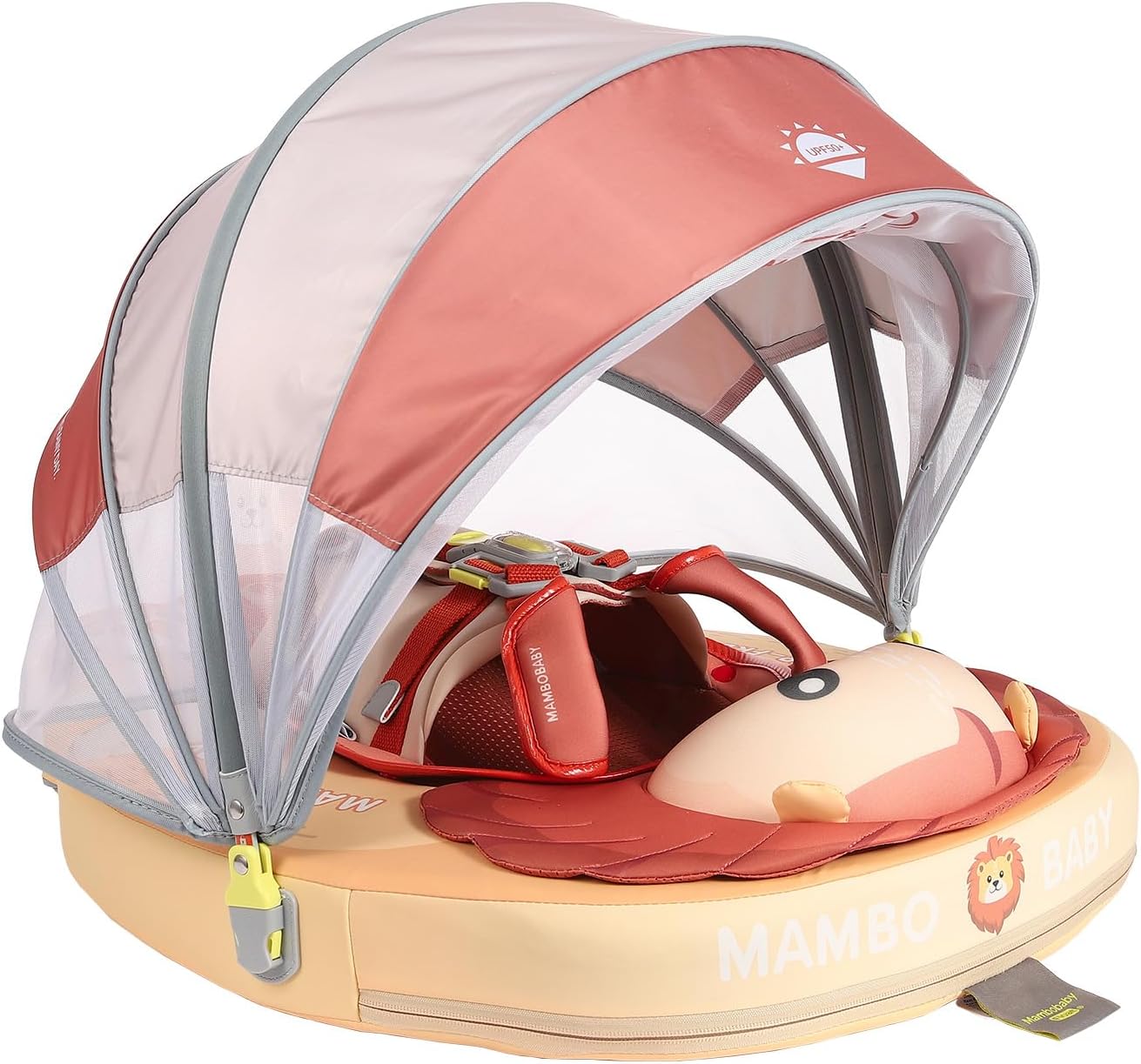 Mambobaby Non-Inflatable Chest Baby Float & Baby Carrier with Canopy - Lion