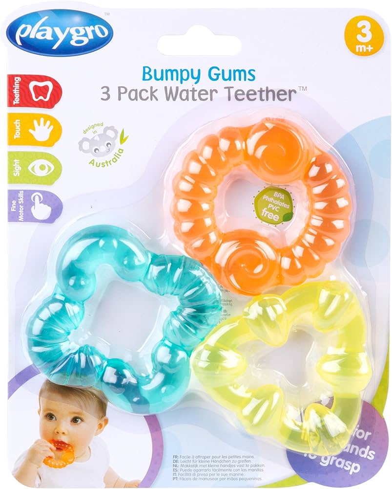 playgro bumpy gums 3 pack water teether