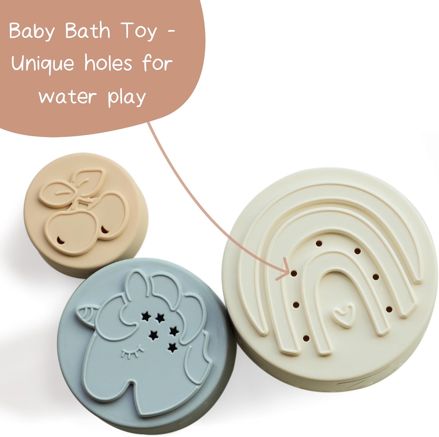 Moonkie Silicone Baby Stacking Cups – 7 Piece Soft Teething Bath Toy Set (6M+)
