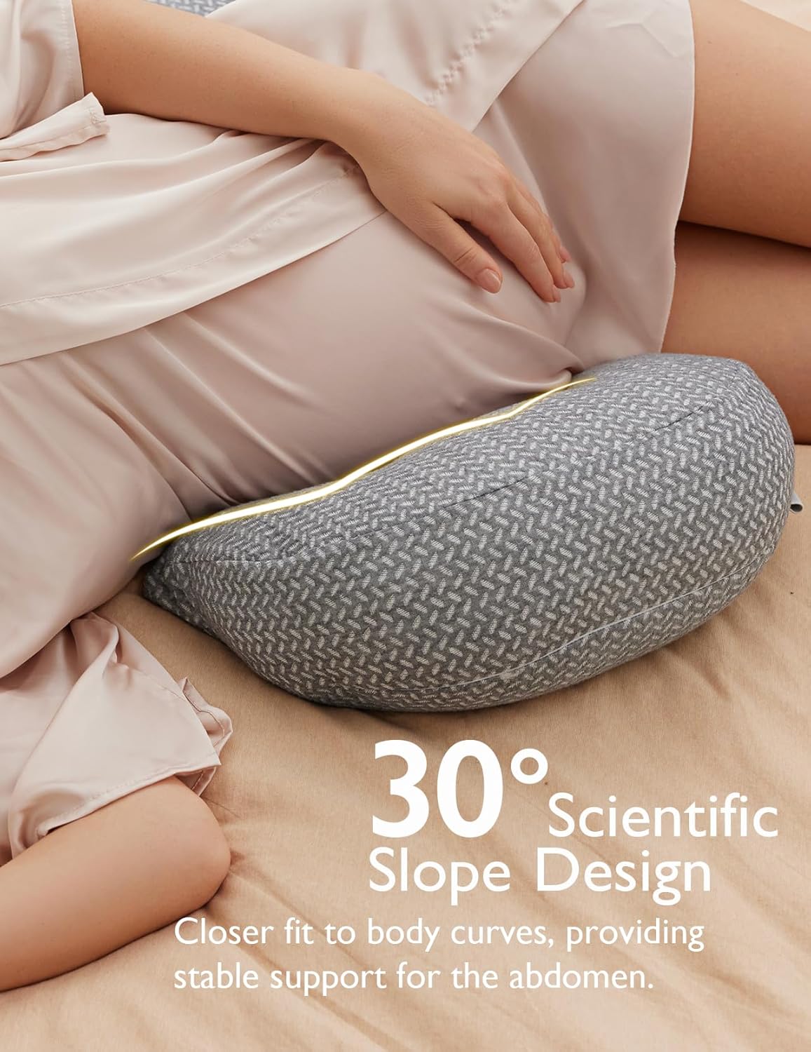 Momcozy W-Shaped Pregnancy Pillow – Adjustable Belly Wedge & Back Support for Side Sleepers