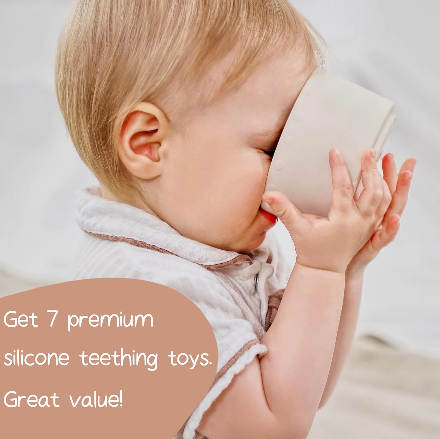 Moonkie Silicone Baby Stacking Cups – 7 Piece Soft Teething Bath Toy Set (6M+)