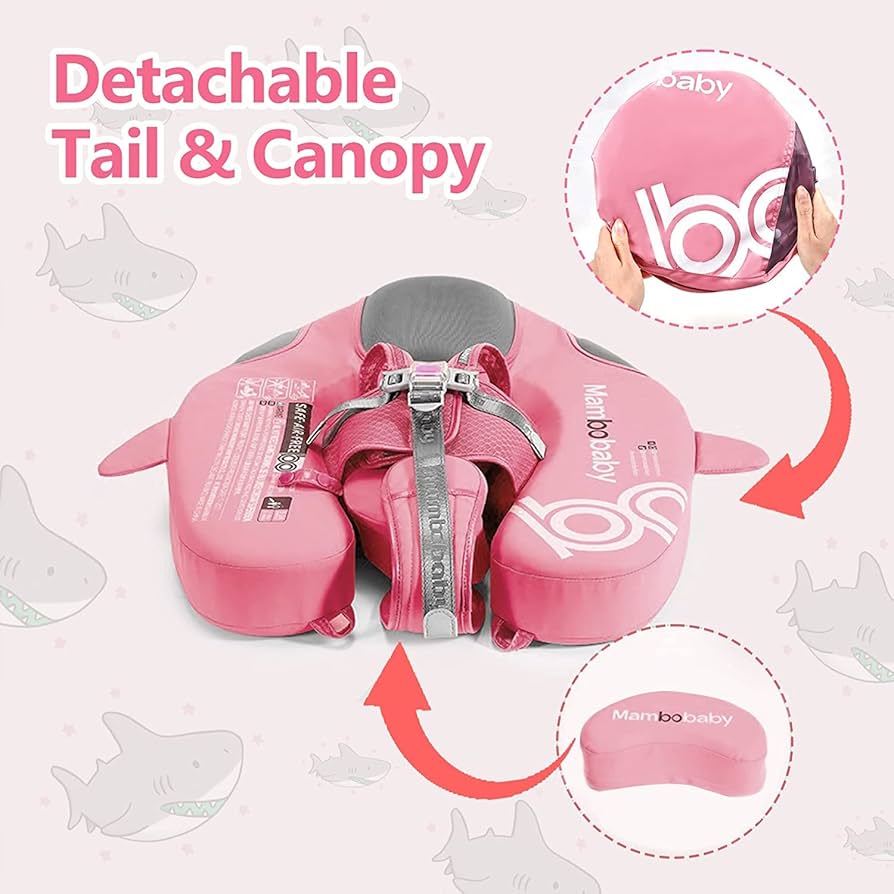 Mambobaby Non-Inflatable Chest Baby Float with Canopy - Axolotl Pink