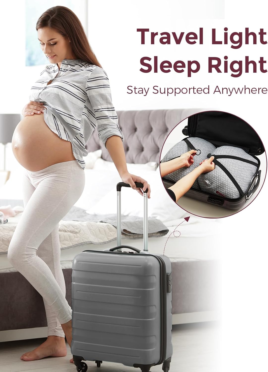 Momcozy W-Shaped Pregnancy Pillow – Adjustable Belly Wedge & Back Support for Side Sleepers