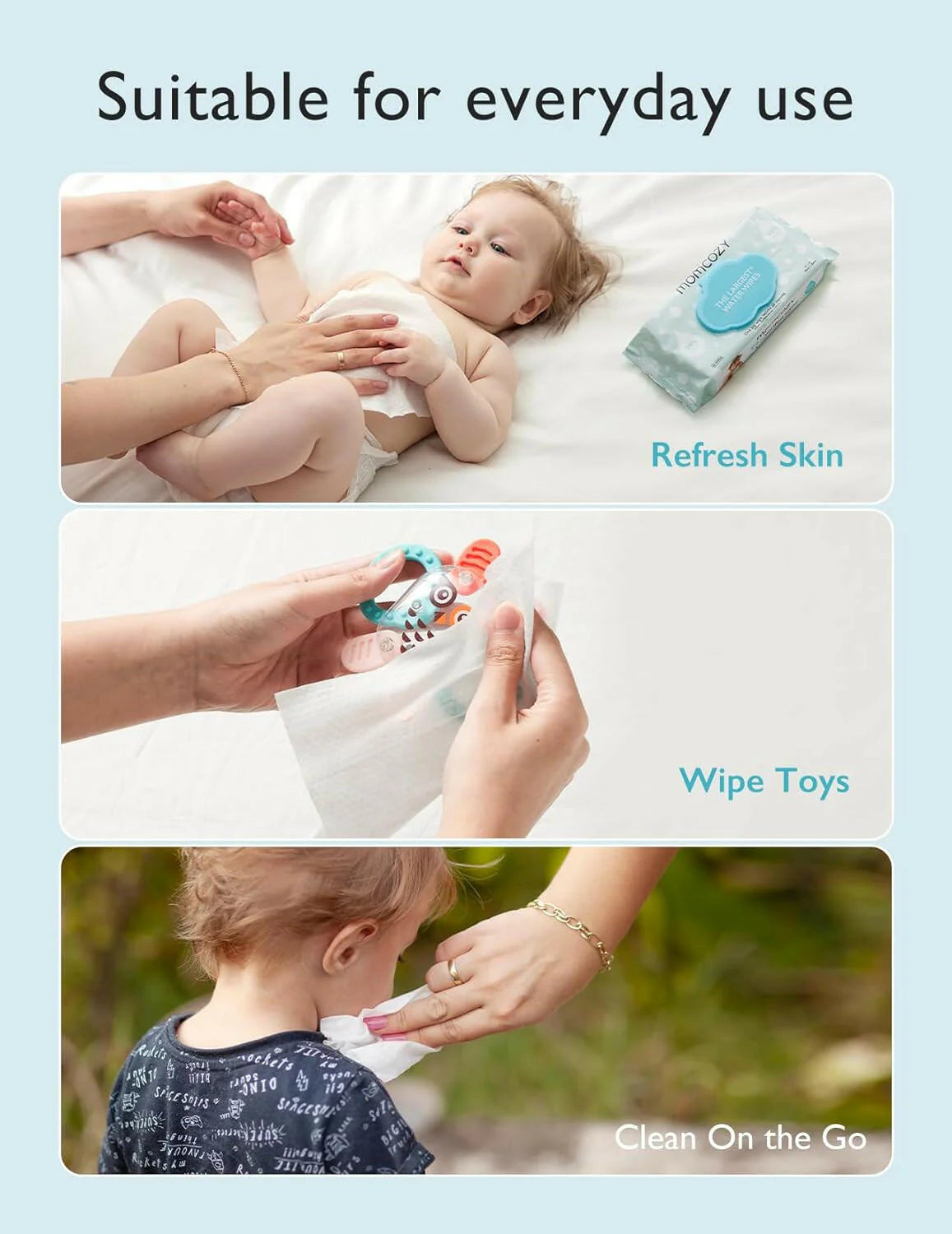 Momcozy Extra Large Water Wipes – 99% Water Baby Wipes for Sensitive Skin