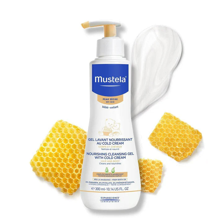 mustela cold cream cleansing gel 300ml baby body wash dry skin