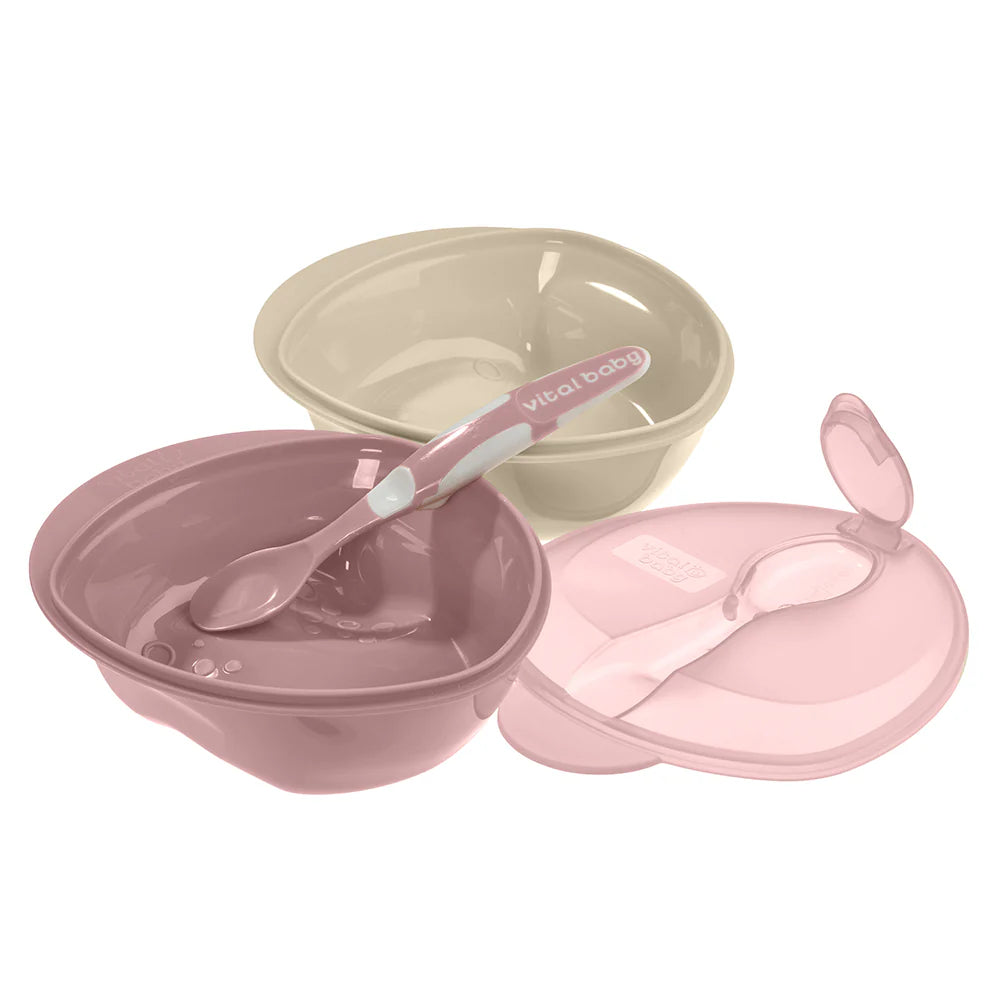 vital baby nourish scoop feeding set 2 pack with spoon & lid – assorted