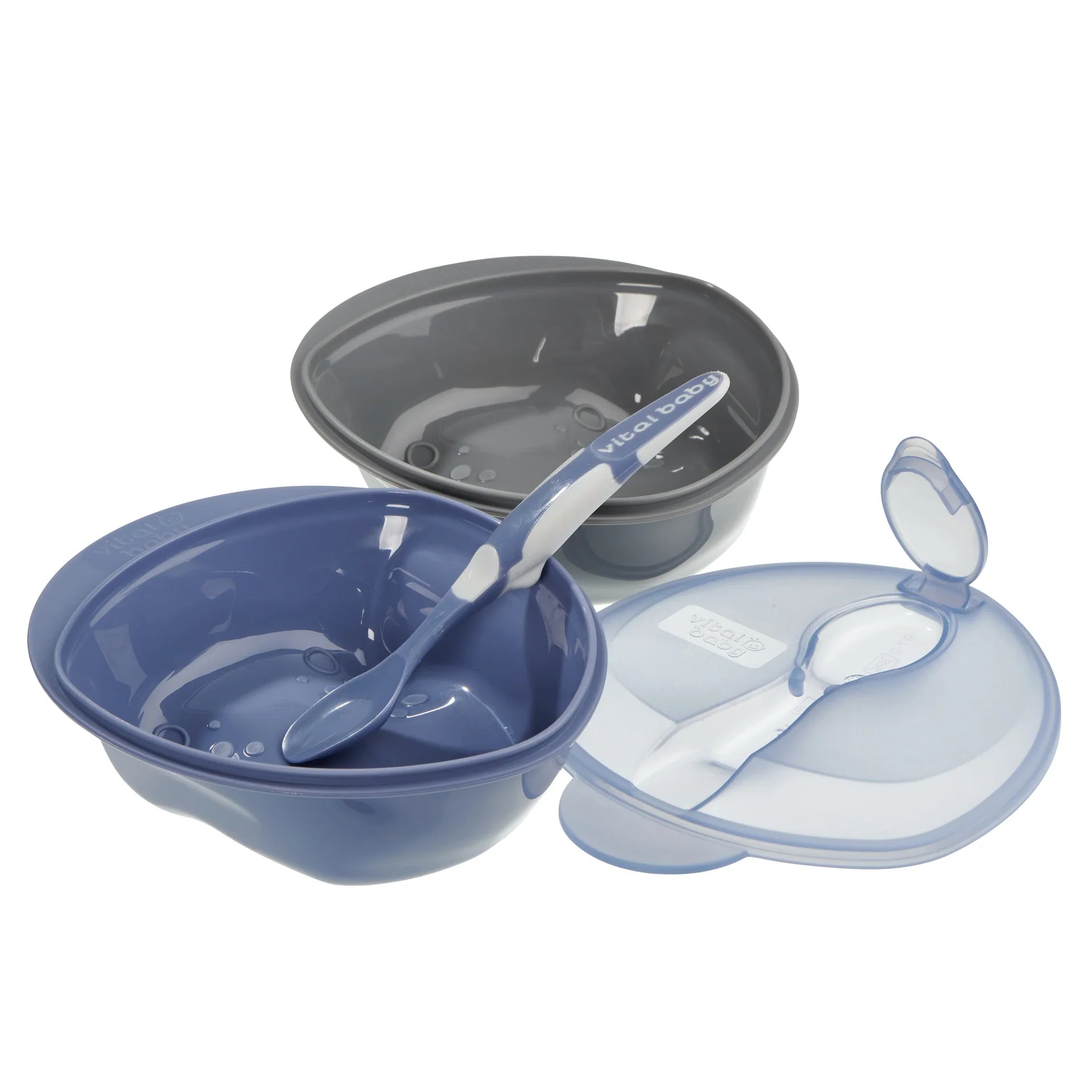 vital baby nourish scoop feeding set 2 pack with spoon & lid – assorted