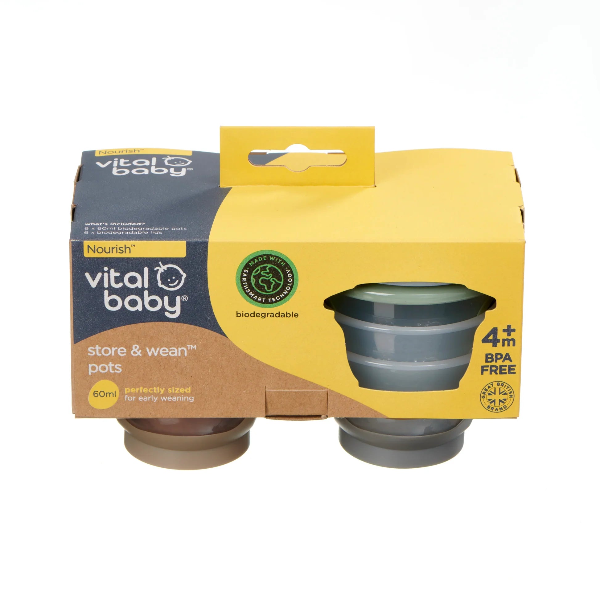 vital baby store and wean baby food storage pots 60ml 6 pack
