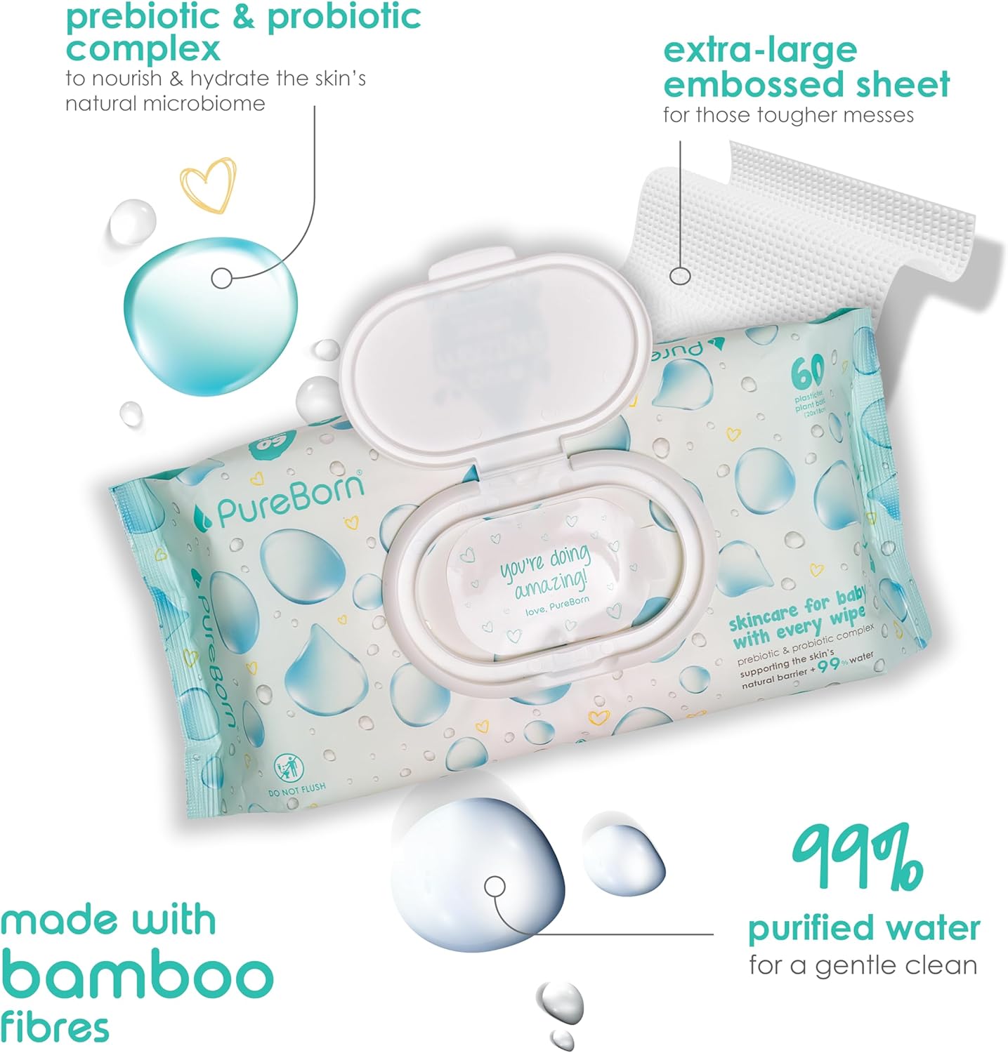 Pureborn Moisture Water Wipes