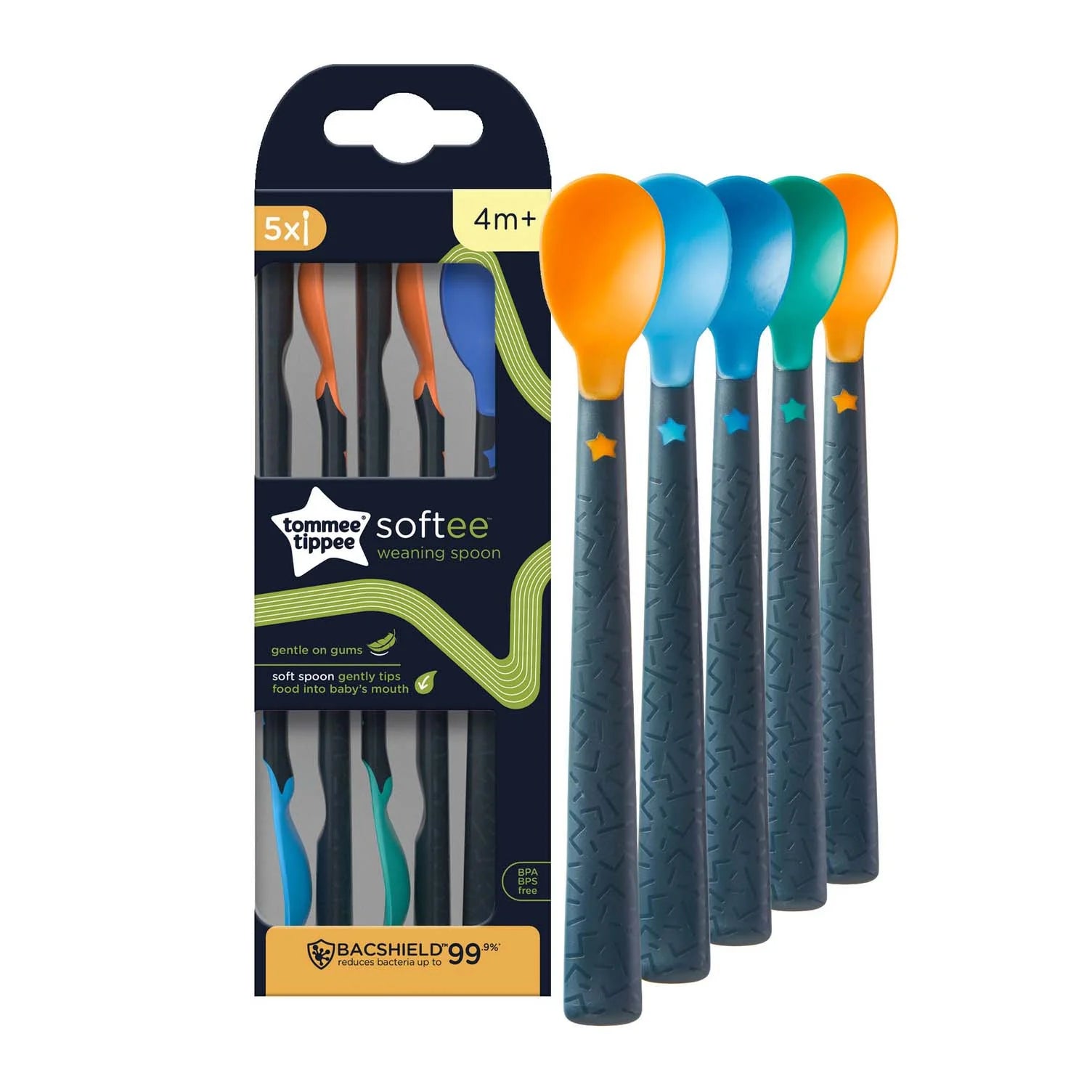 tommee tippee softee weaning spoons 5 pack soft tip baby spoons