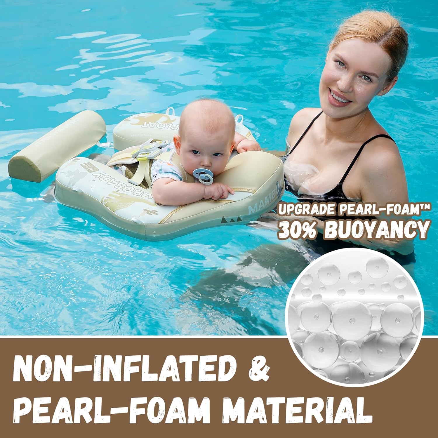 Mambobaby Non-Inflatable Chest Baby Float with Canopy - Dinosaur