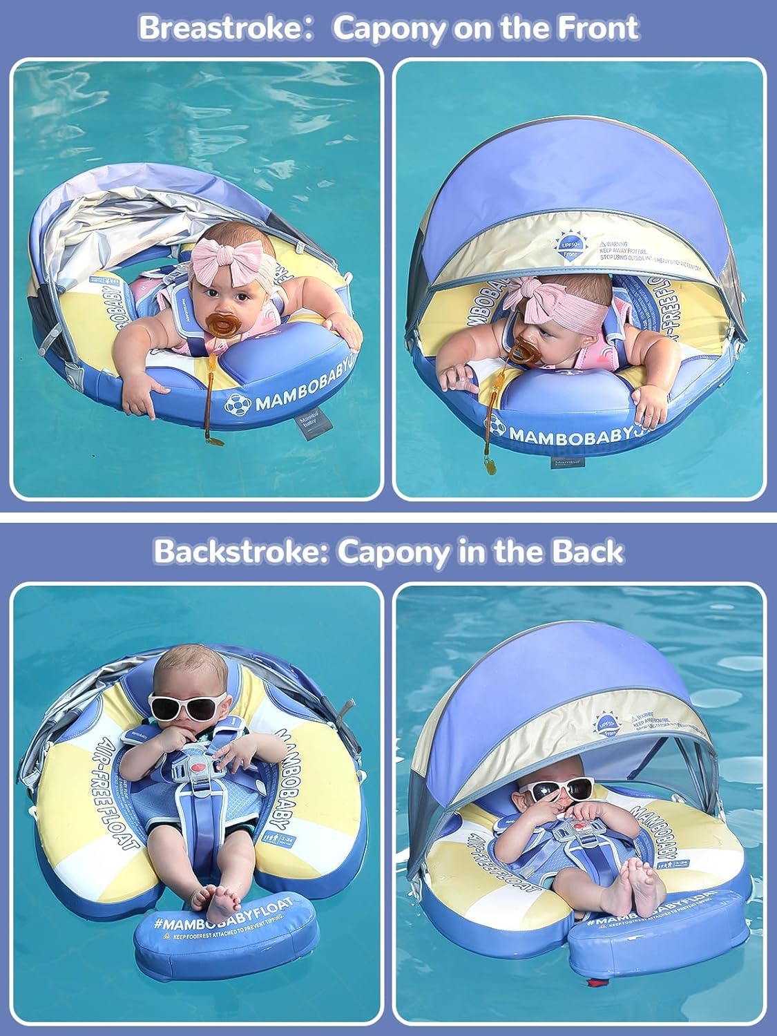 Mambobaby Non-Inflatable Baby Float with Canopy & Tail - Ladybug