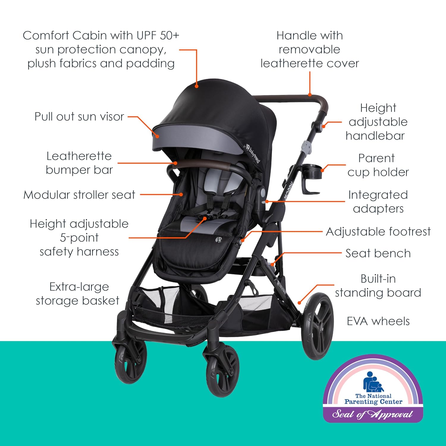 Baby Trend Morph Single-to-Double Modular Stroller – Dash Black
