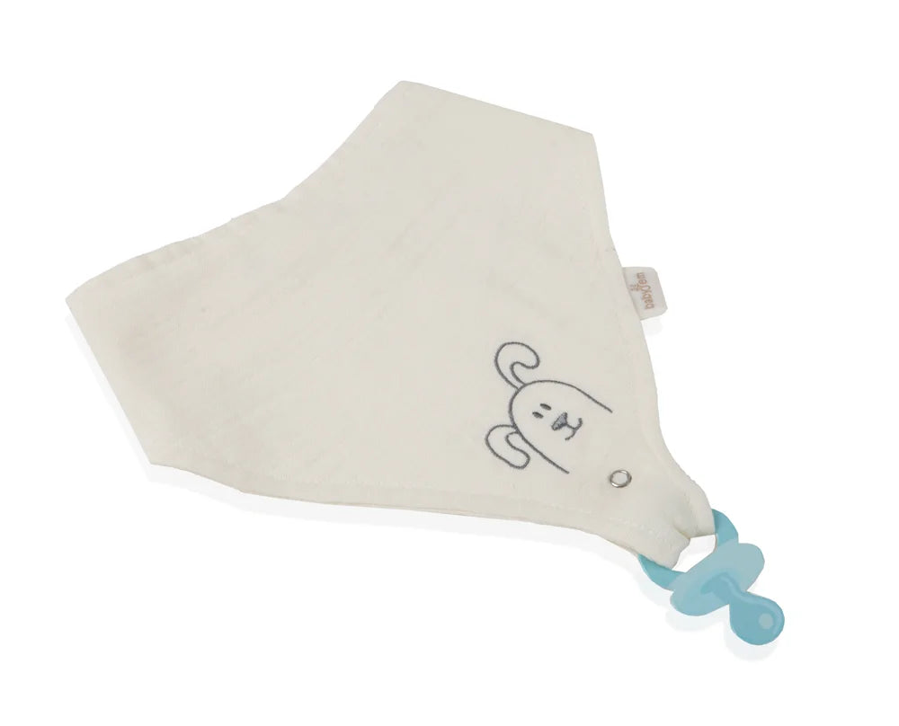 babyjem muslin bib with pacifier hanger