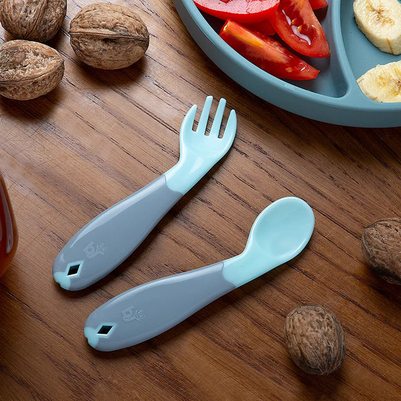 Babyjem Baby Fork & Spoon Set | Angled Training Utensils