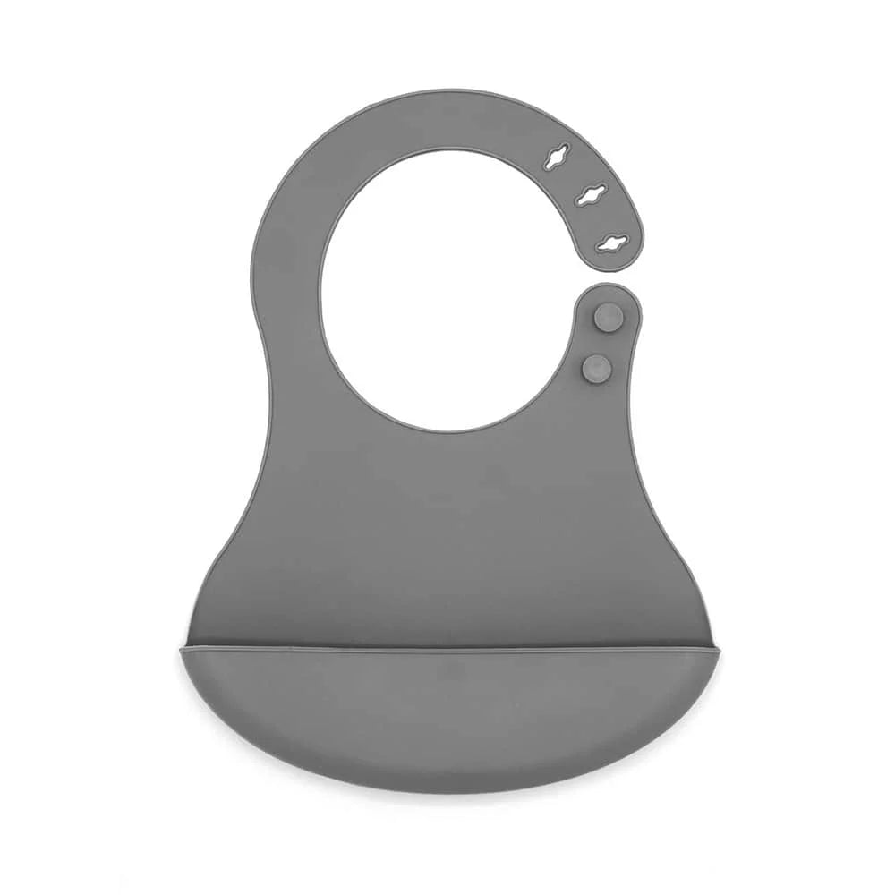 babyjem silicone bib grey waterproof baby bib