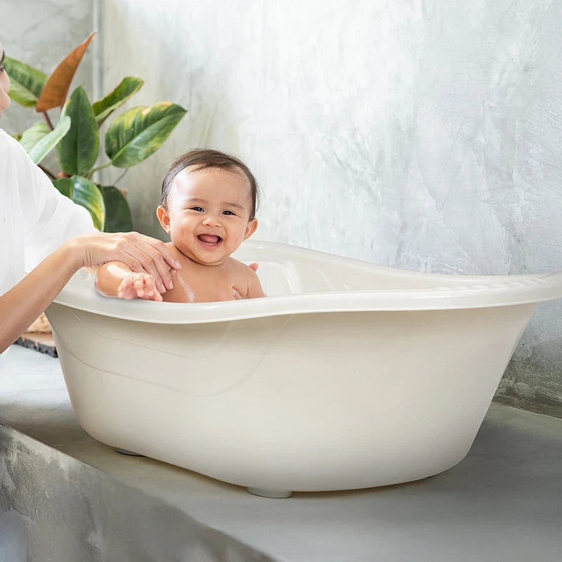 babyjem big size draining bath tub sand beige