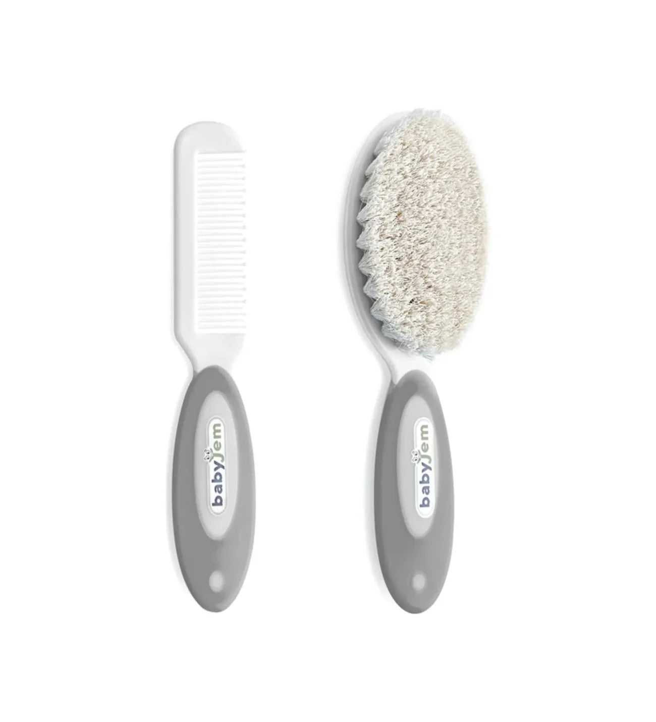 babyjem baby brush and comb set natural grey newborn grooming set