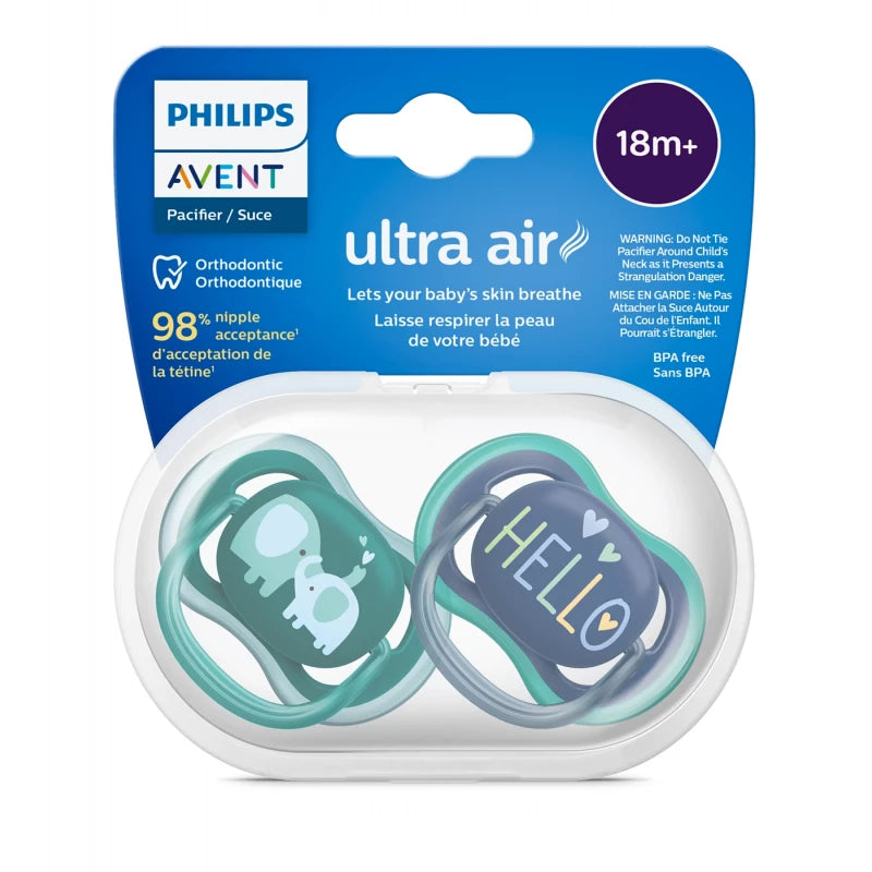 Philips Avent Ultra Soft Deco Soother 18m+ – 2 Pack Boy Design Pacifier
