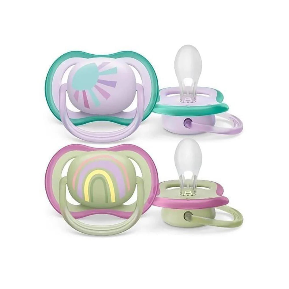 Philips Avent Ultra Air Soother Rainbow 0–6 Months – 2 Pack Girl Design Pacifier
