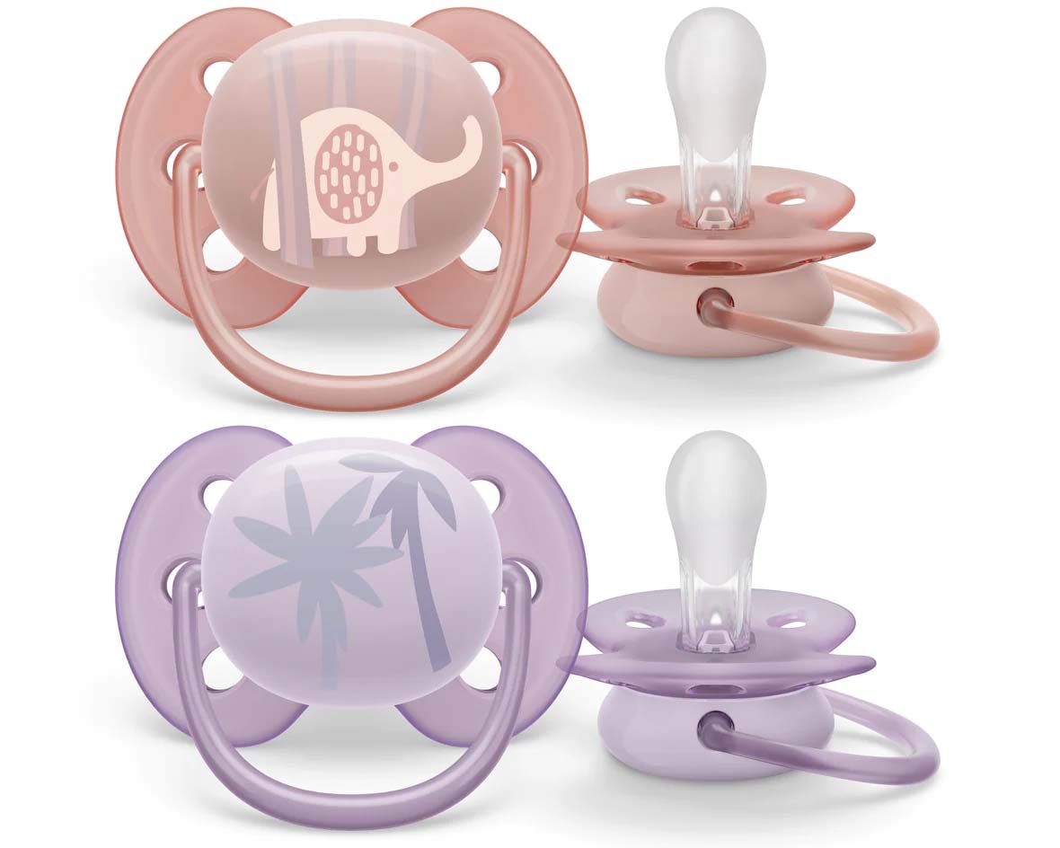 Philips Avent Ultra Soft Soother 0–6 Months – 2 Pack Silicone Pacifier (BPA-Free)