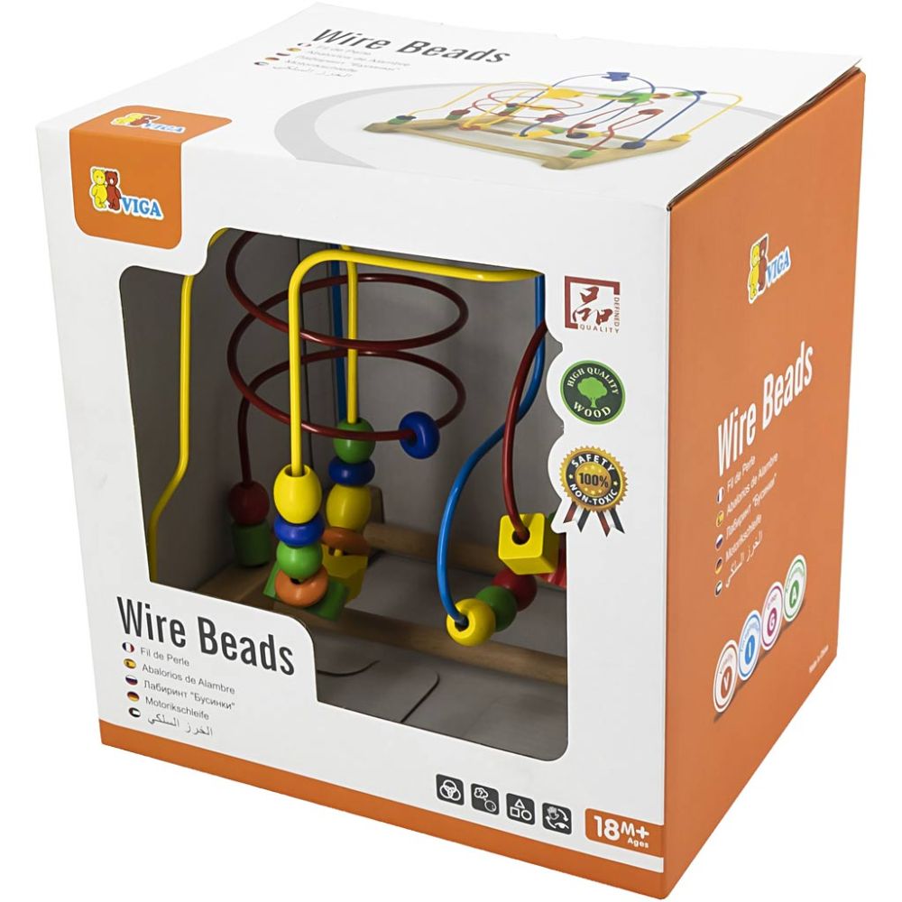 viga large wooden wire beads maze for kids - fun learning toy for toddlers