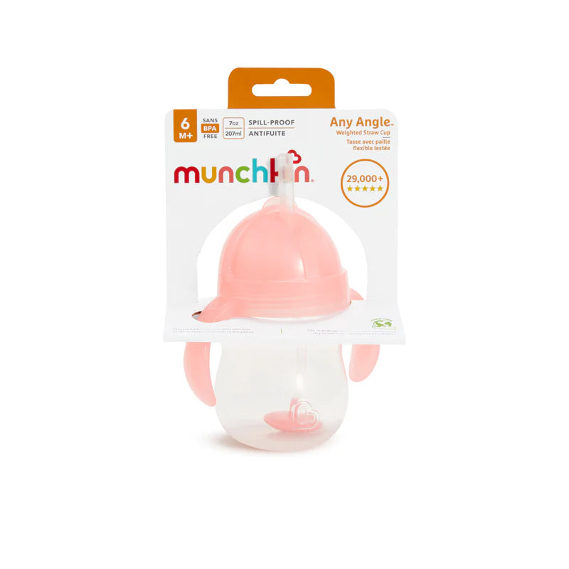munchkin tip and sip trainer cup 7oz pink toddler training cup