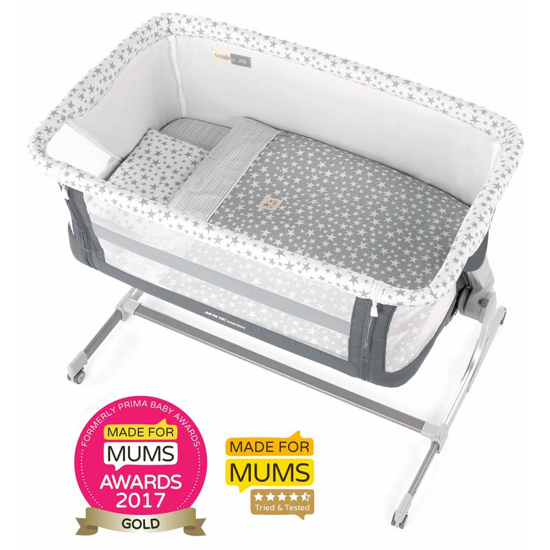 jane baby side crib grey stars bedside sleeper cot