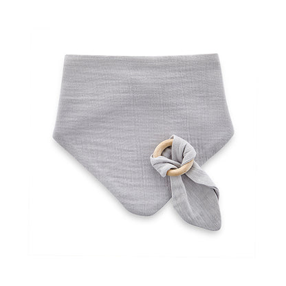 babyjem grey muslin bib with teether