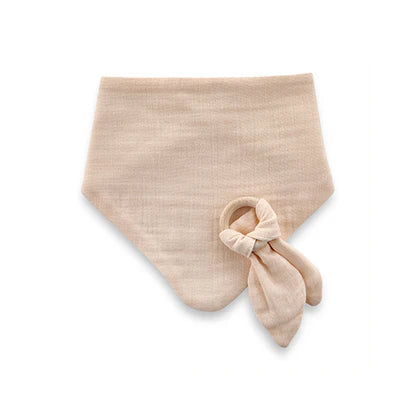 babyjem muslin bib with teether salmon