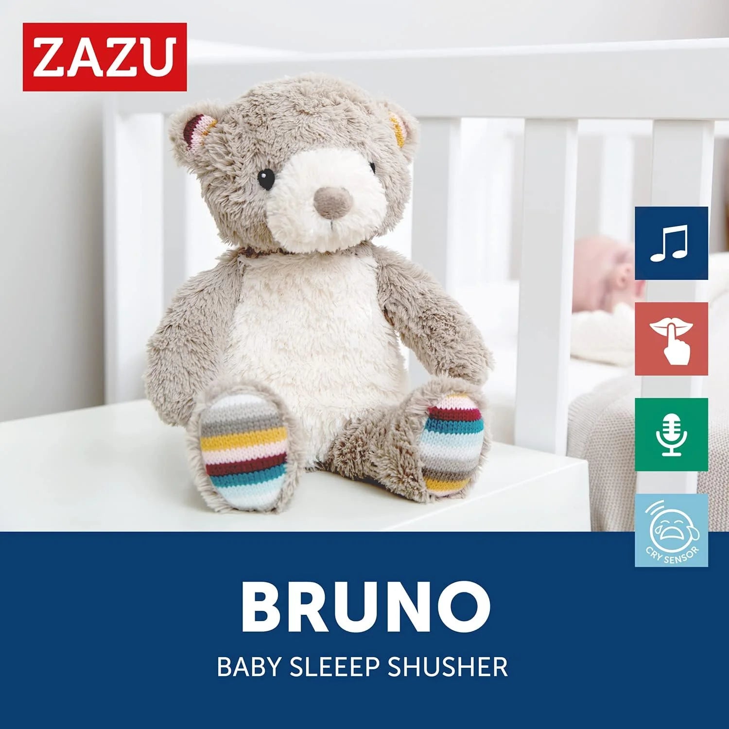 zazu bruno plush sleep soother with sound machine and night light