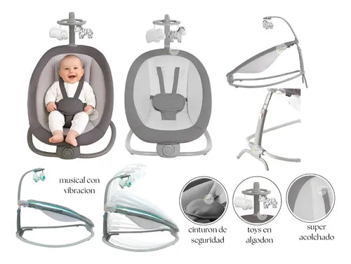 Mastela Fold Up Baby Rocker | Portable Infant Bouncer with Soothing Vibrations & Toy Bar