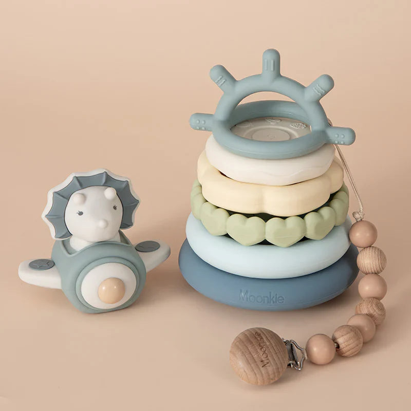 Moonkie Dinosaur Baby Stacking Toy – 7-Piece Silicone Rings (6M+)
