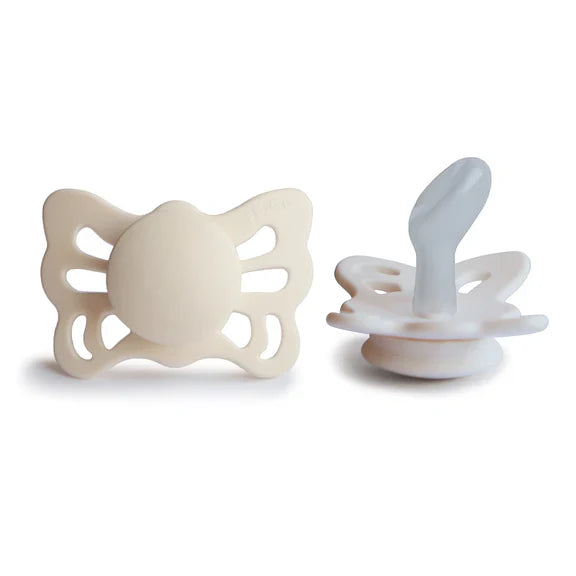 frigg butterfly silicone  pacifier 0-6m 1-pack cream