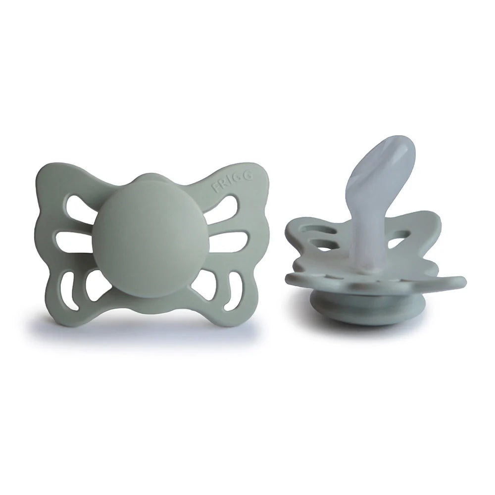 frigg butterfly silicone pacifier 0-6m 1-pack great gray