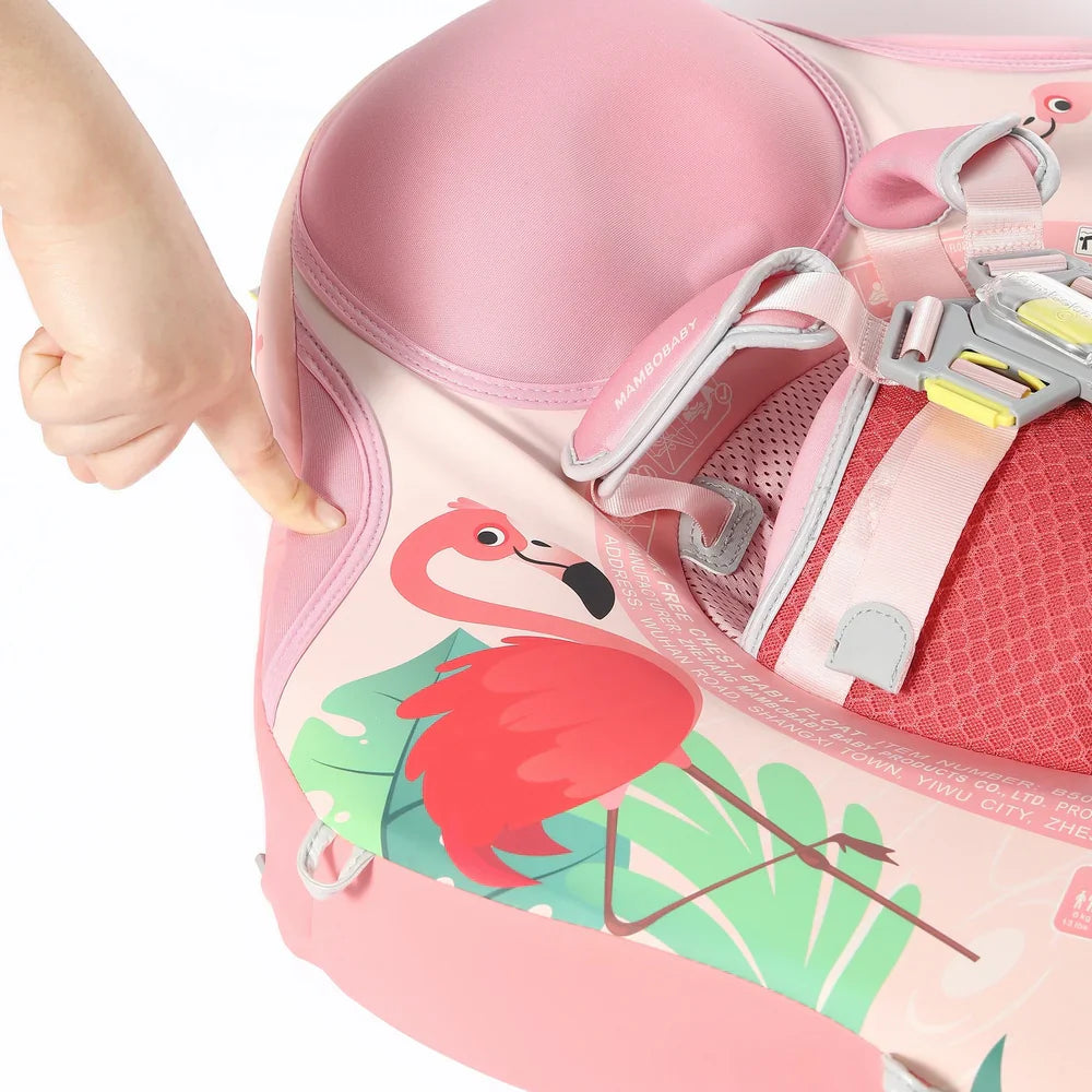 Mambobaby Non-Inflatable Chest Baby Float with Canopy - Flamingo