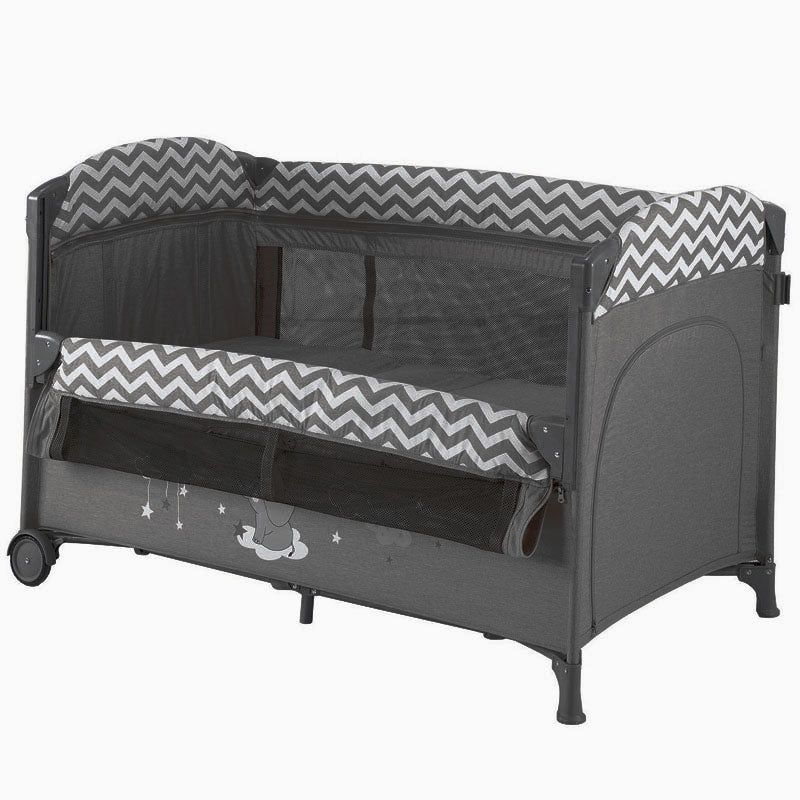 Kidilo Deluxe Baby Travel Cot & Next-to-Me Bed – Dark Grey
