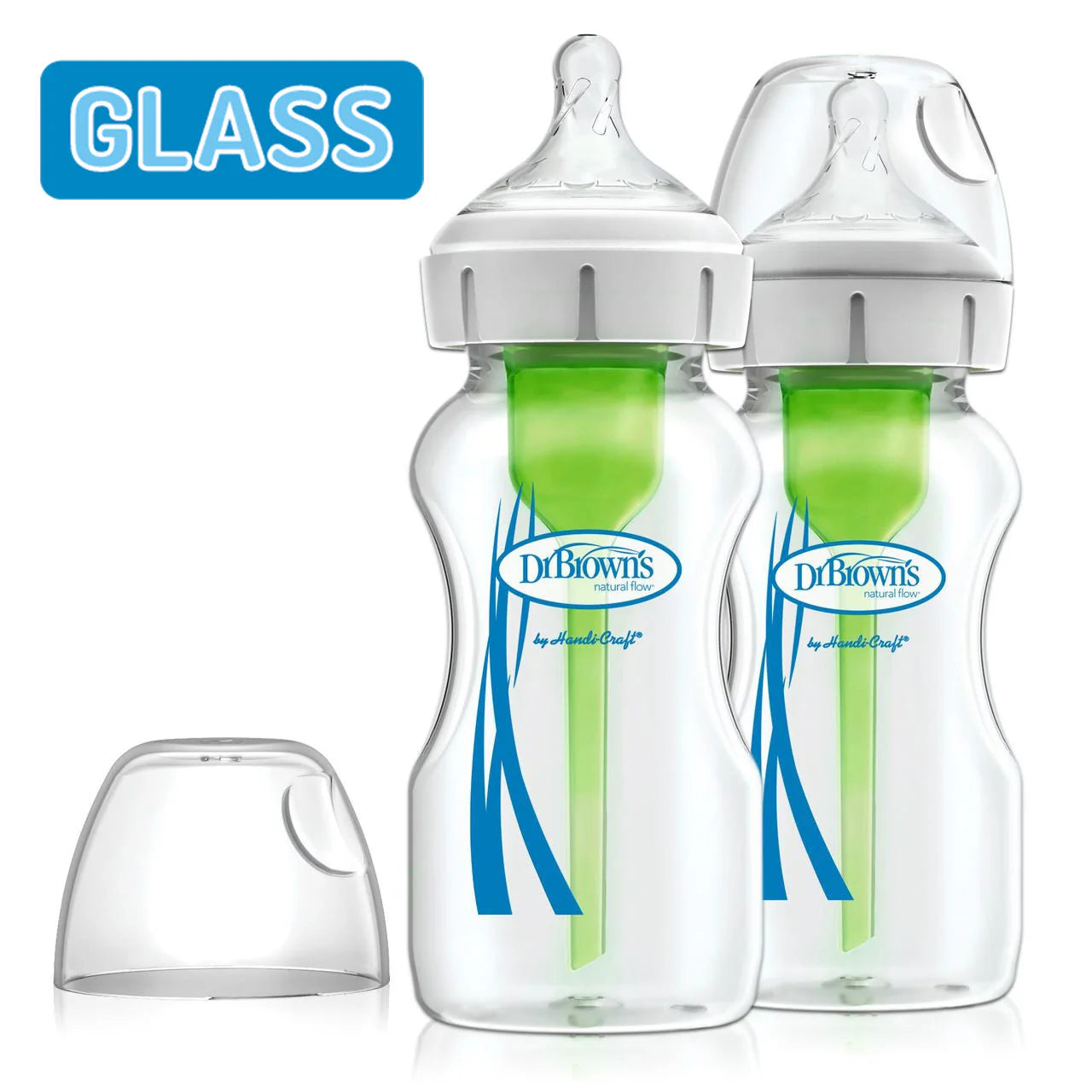 dr browns options+ wide neck glass baby bottles 270ml 2 pack anti colic