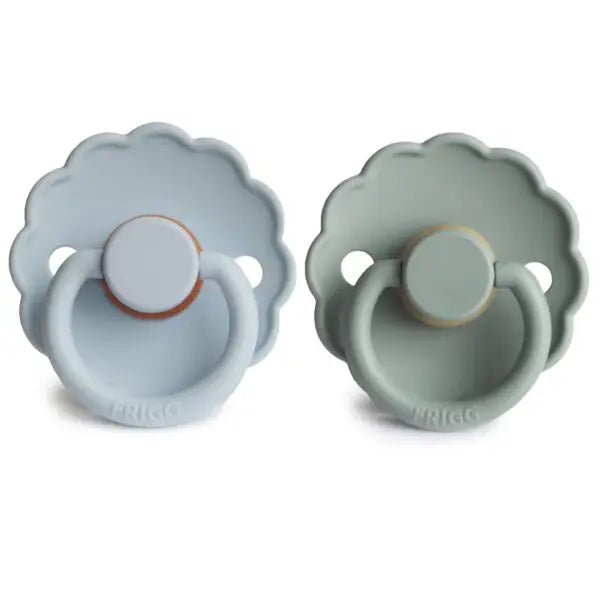 frigg daisy latex  pacifier 0-6m 2-pack powder blue* lily pad
