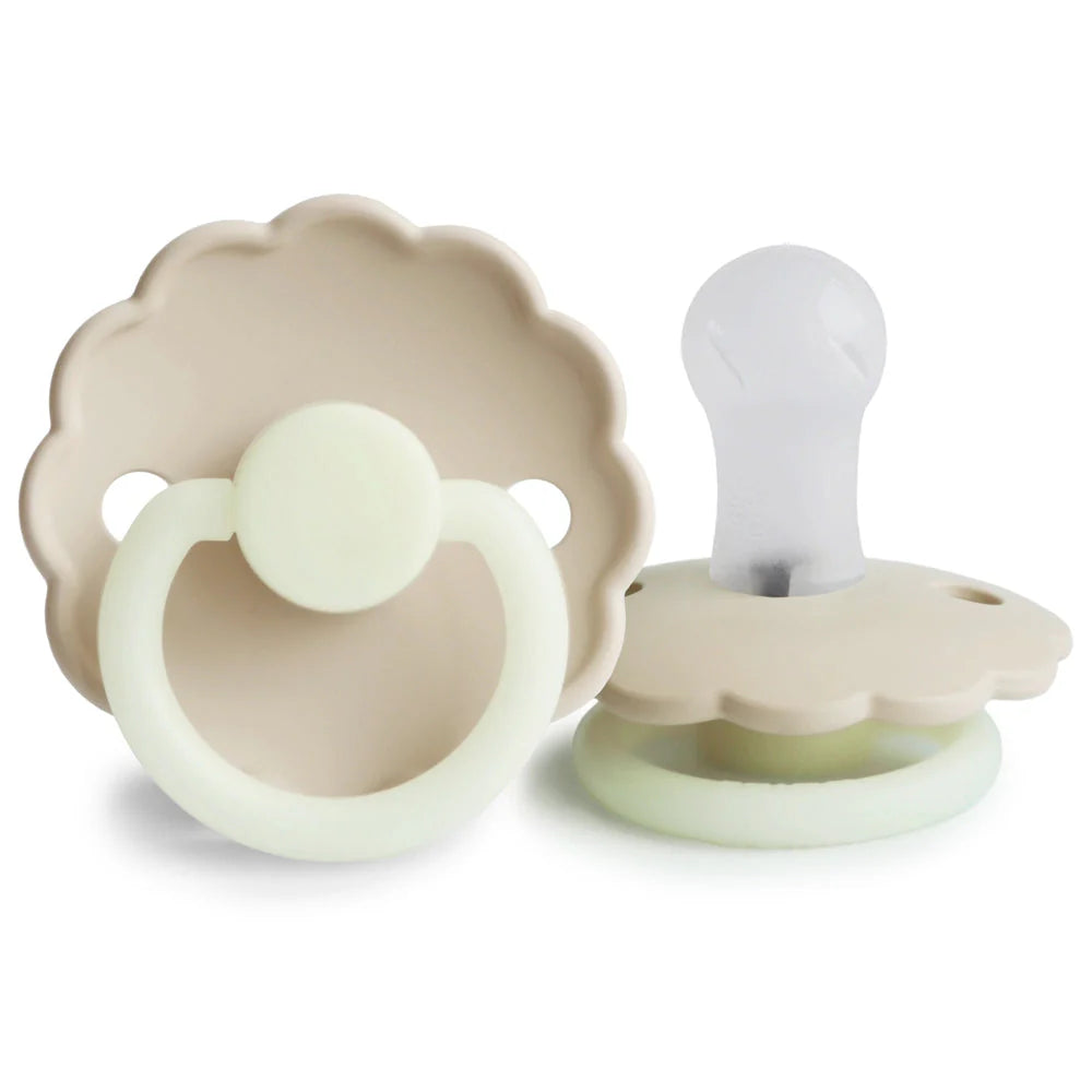 frigg daisy silicone  pacifier 0-6m 1-pack cream night