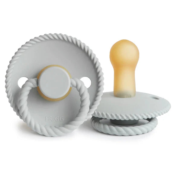 frigg rope latex  pacifier 0-6m 1-pack silver gray