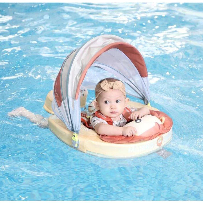Mambobaby Non-Inflatable Chest Baby Float & Baby Carrier with Canopy - Lion