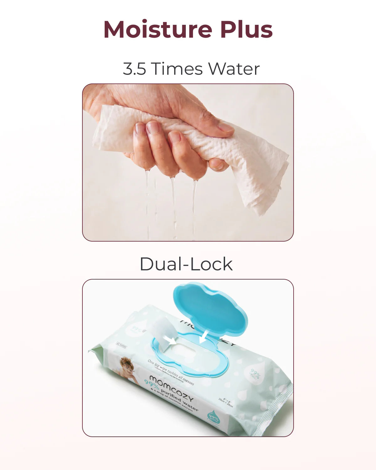 Momcozy Extra Large Water Wipes – 99% Water Baby Wipes for Sensitive Skin