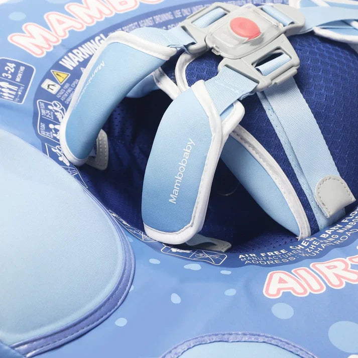 Mambobaby Non-Inflatable Chest Baby Float with Canopy - Fish Blue