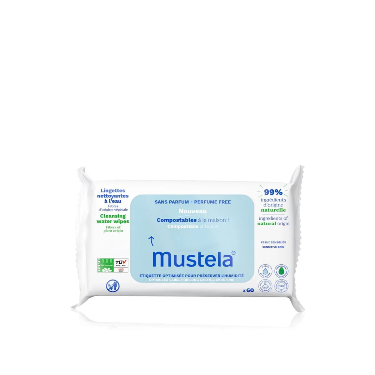 mustela cleansing water wipes 60 pack baby wipes