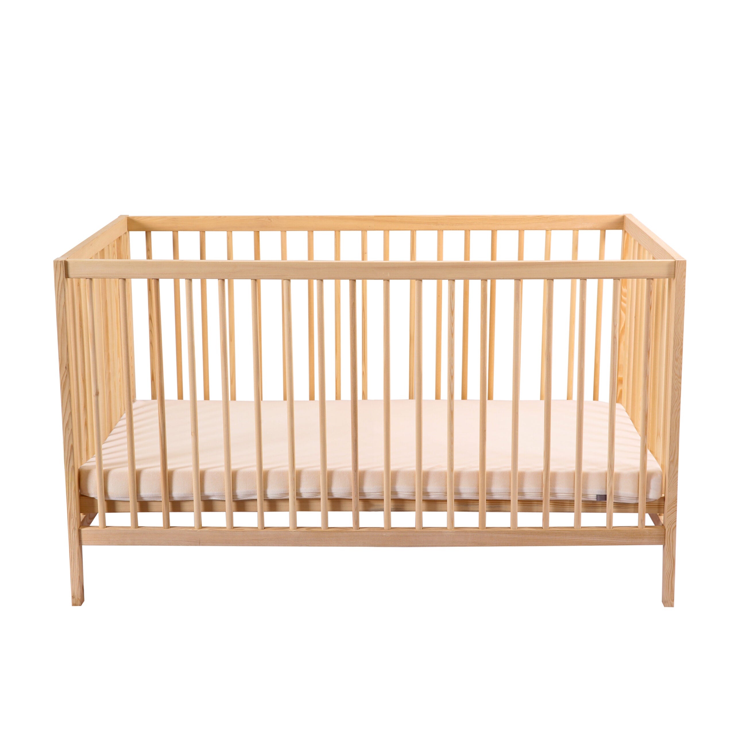 kukka natural wood 2 level crib 140x70