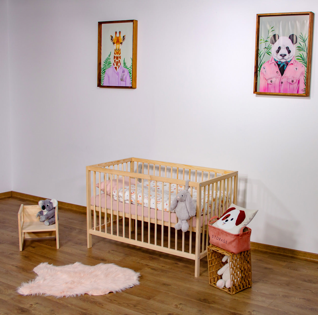 kukka natural wood 2 level crib 140x70