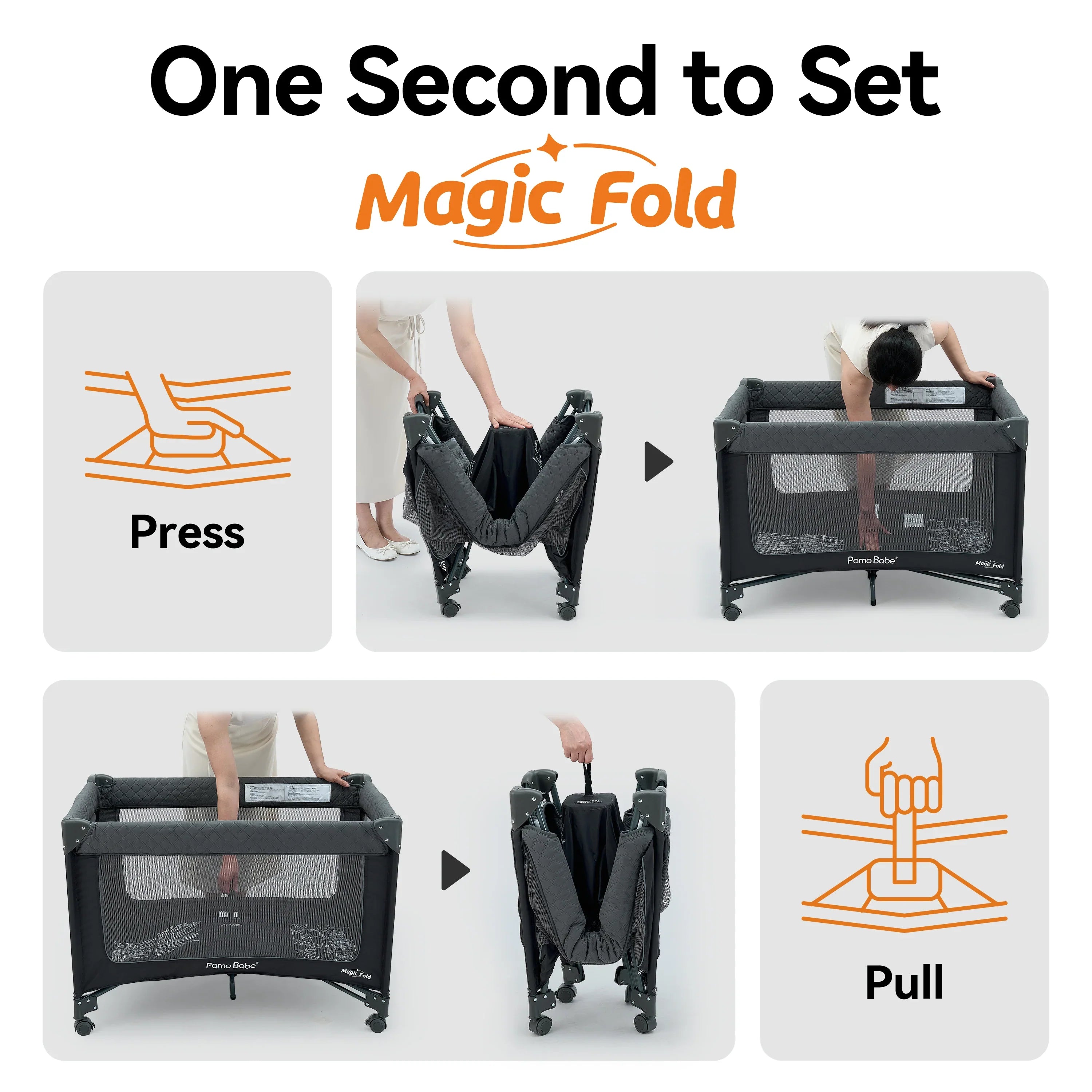 Miila 3-in-1  Magic Fold Baby Playpen & Bassinet – Portable & one hand fold
